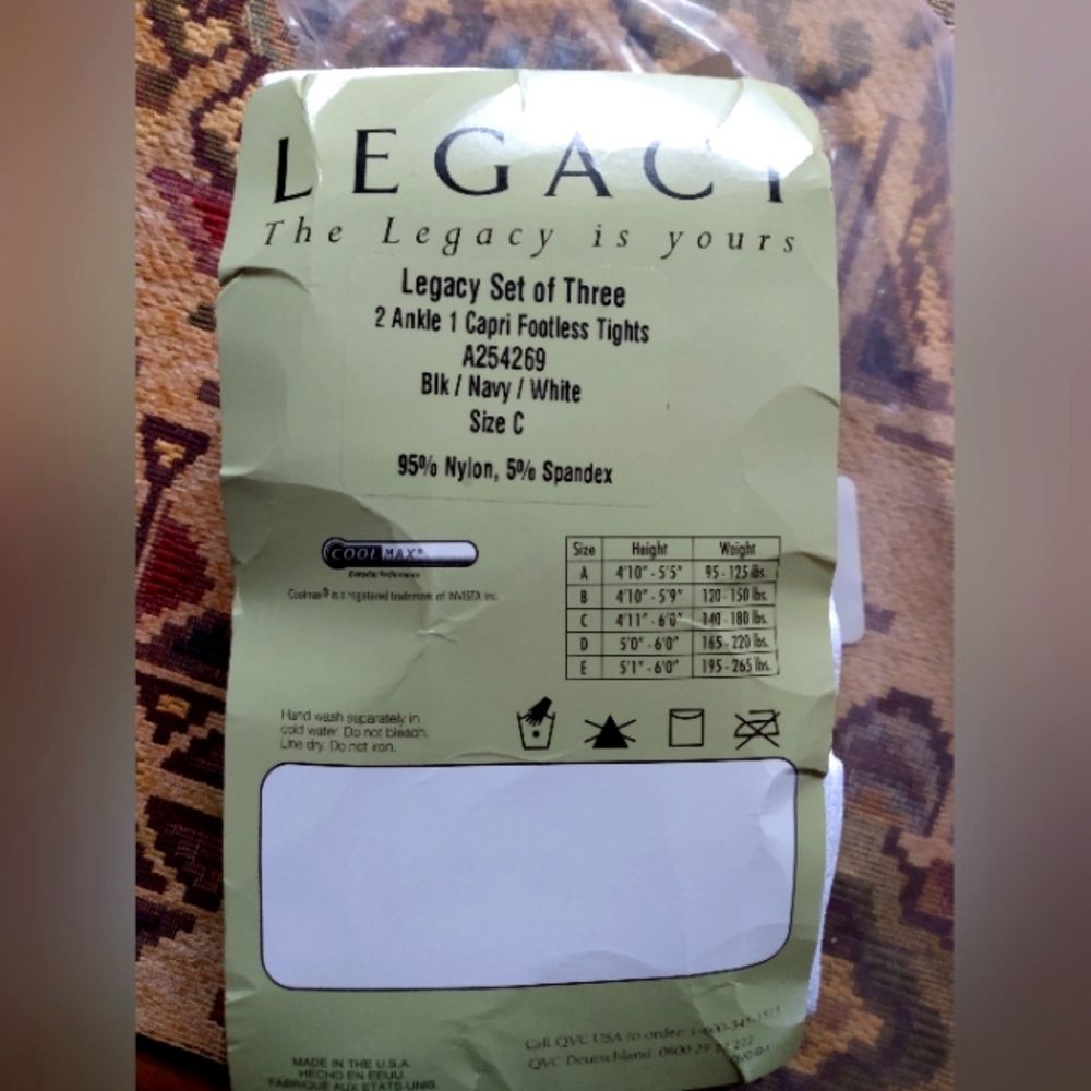 Legacy Set of Three Footless Tights in Three Colors